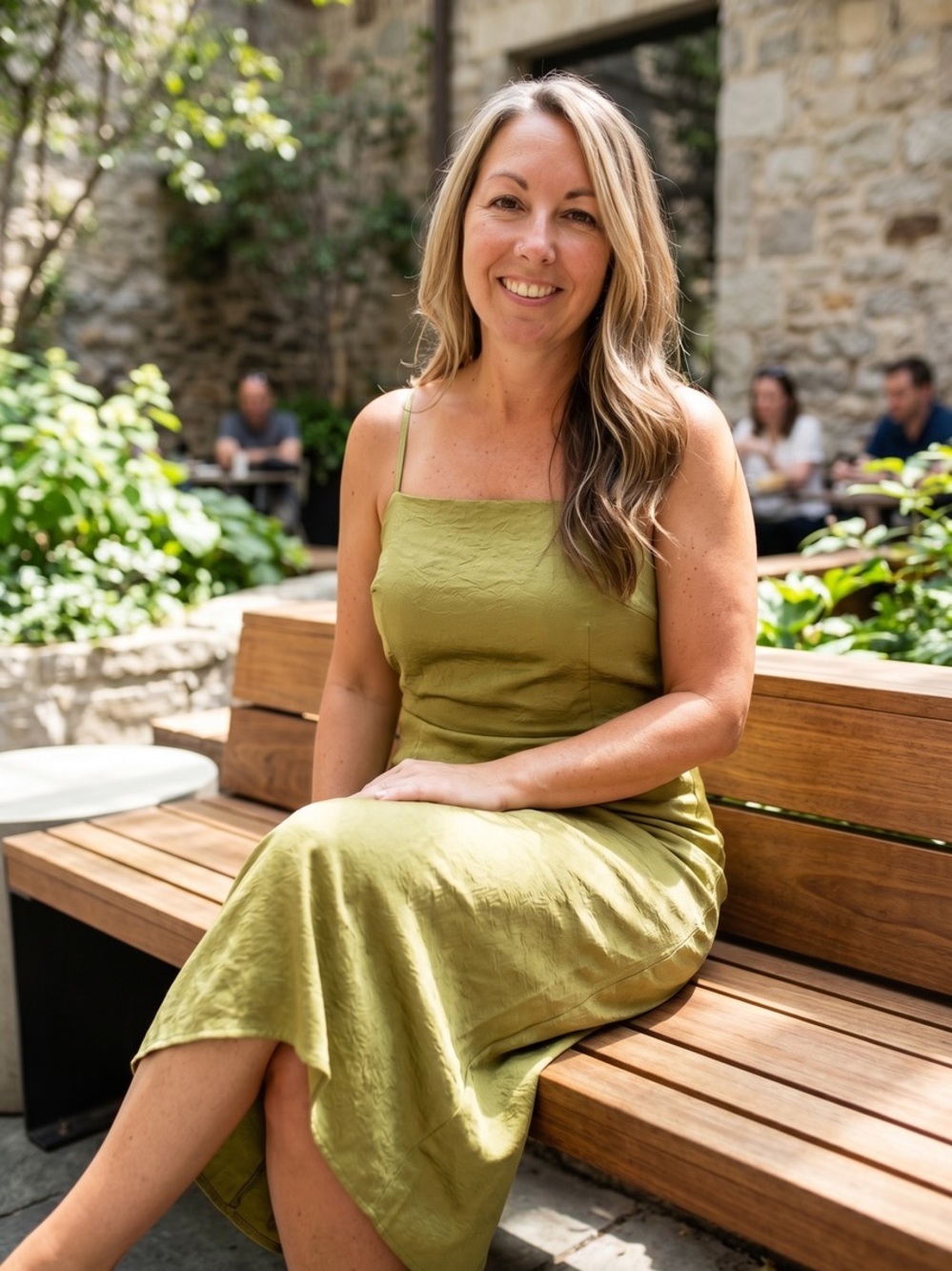 A New Day Olive Satin Slip Midi Dress with Thin Straps